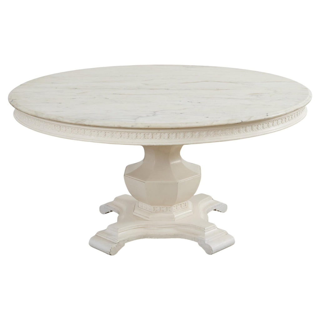 Neoclassical Style Round Marble Top Pedestal Center Table