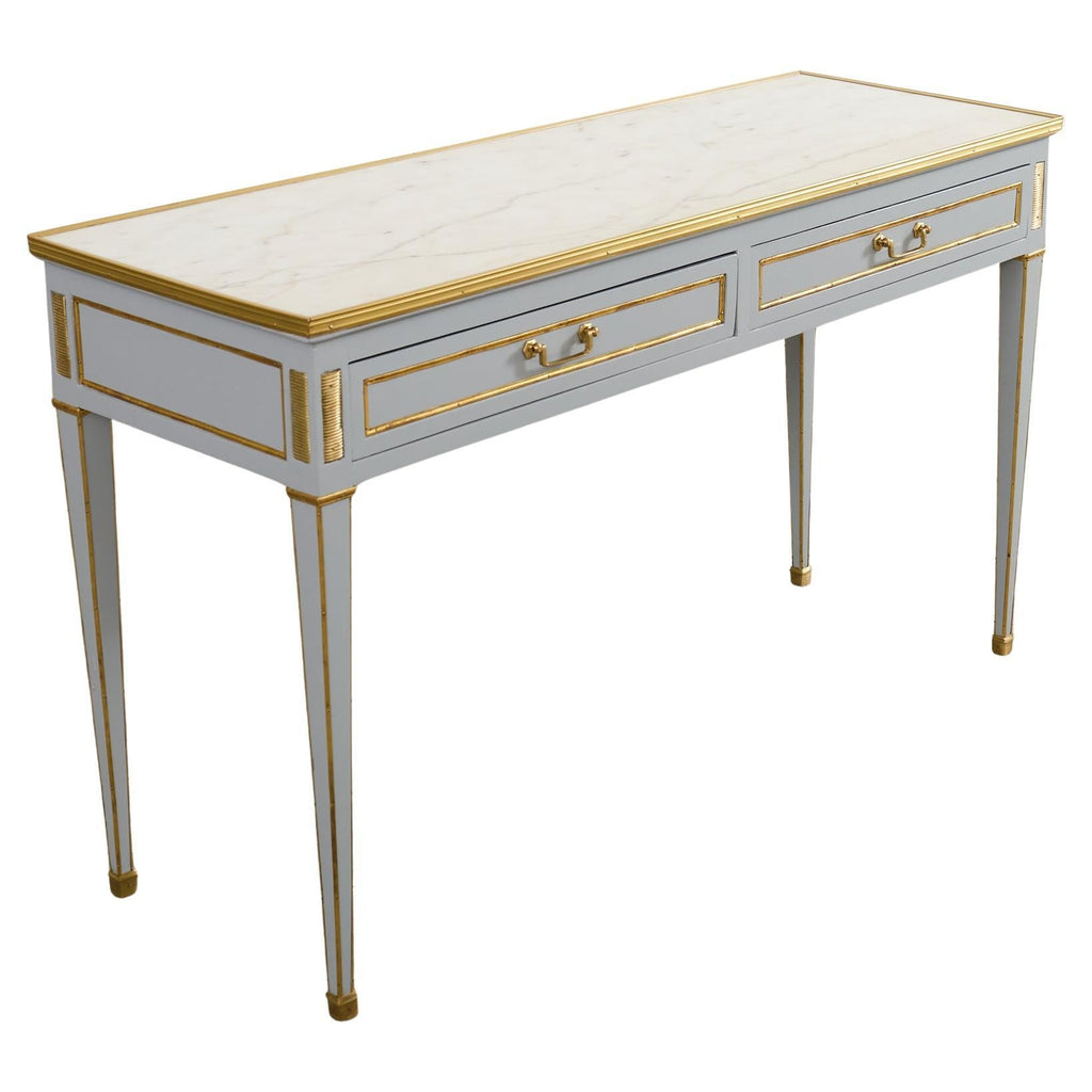 Neoclassical Louis XVI Style Bronze Mounted Marble Top Console Desk