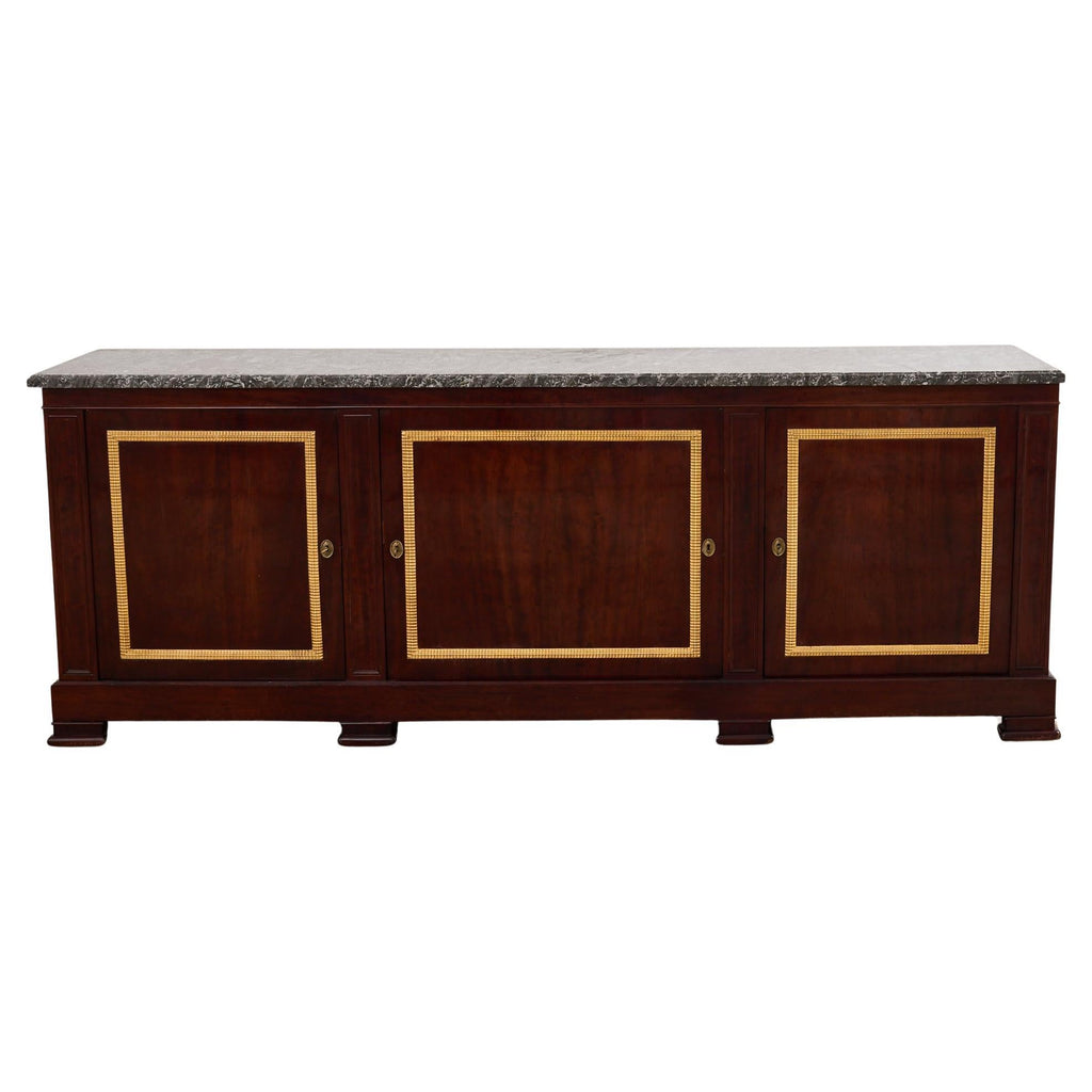 Neoclassical Louis Philippe Marble Top Mahogany Sideboard Buffet
