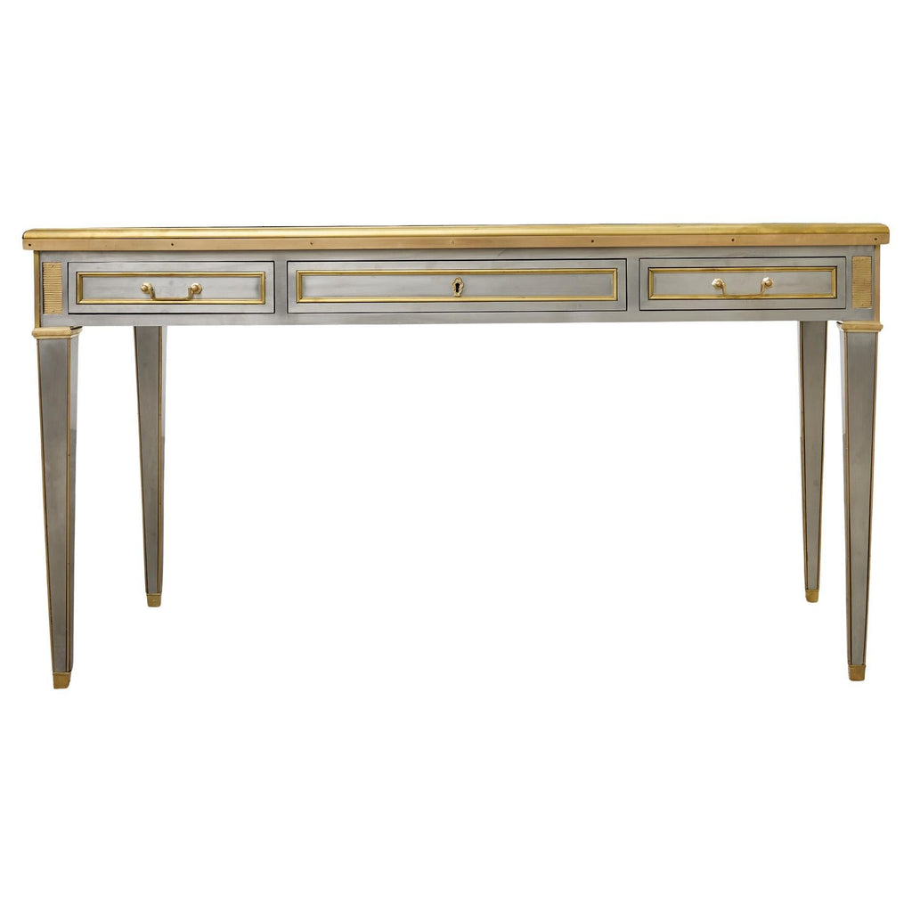 John Vesey Style Steel Bronze Mounted Library Table Desk