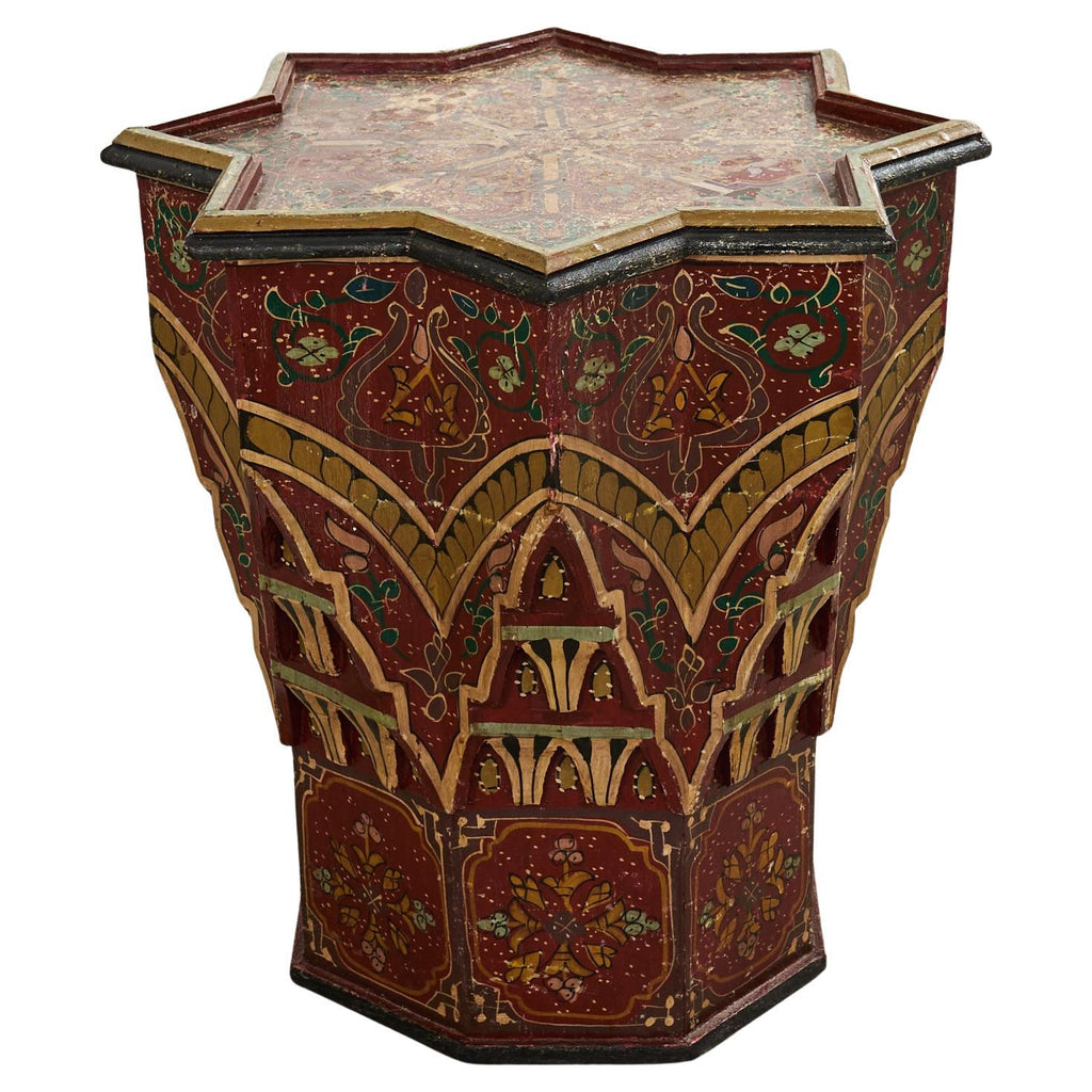 Moorish Middle Eastern Star Shaped Painted Drink Table