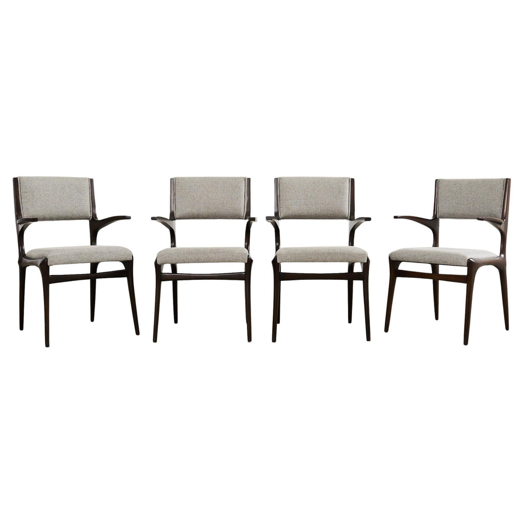 Set of Four Carlo De Carli Walnut Dining Armchairs