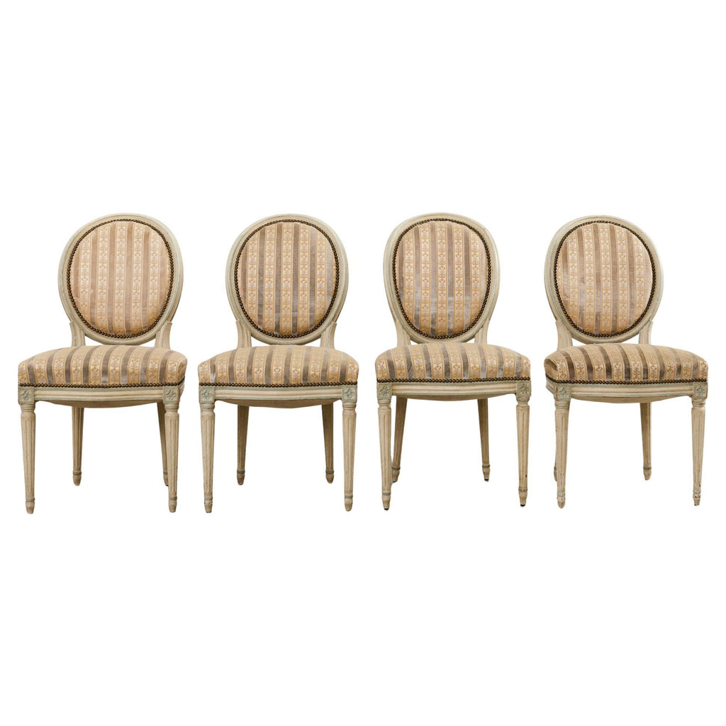 Set of Four French Louis XVI Style Painted Dining Chairs