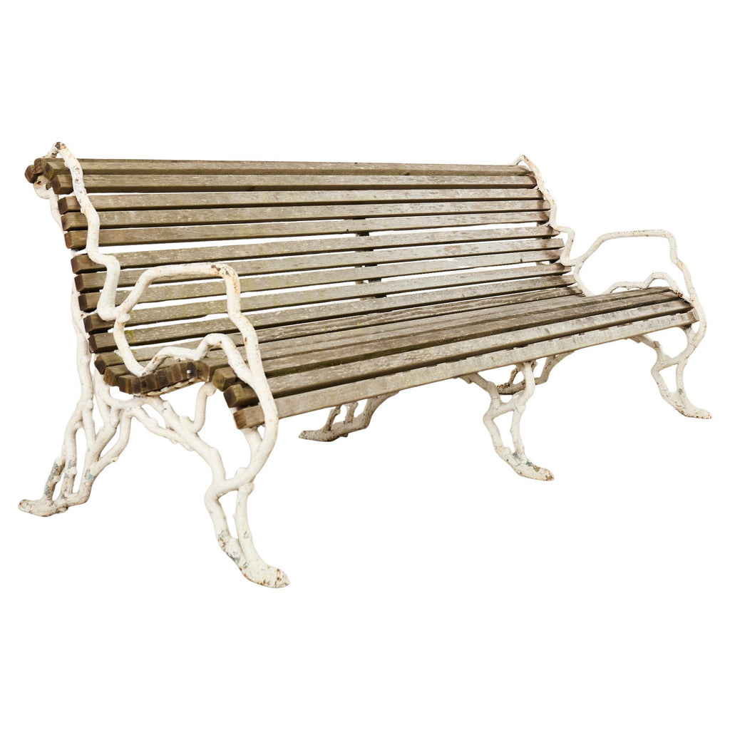 Country English Victorian Faux Bois Iron Garden Bench