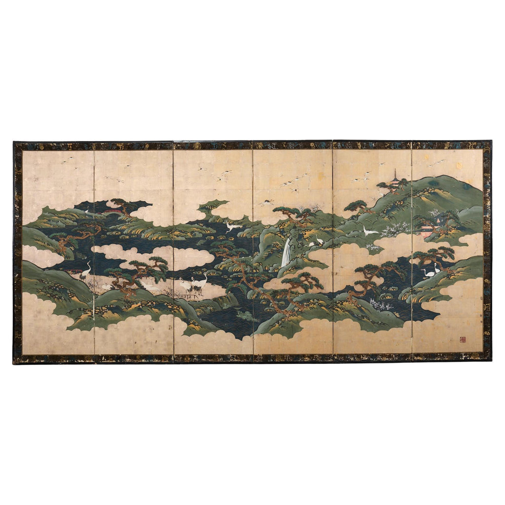 Japanese Edo Screen Kano School Isle of Immortals