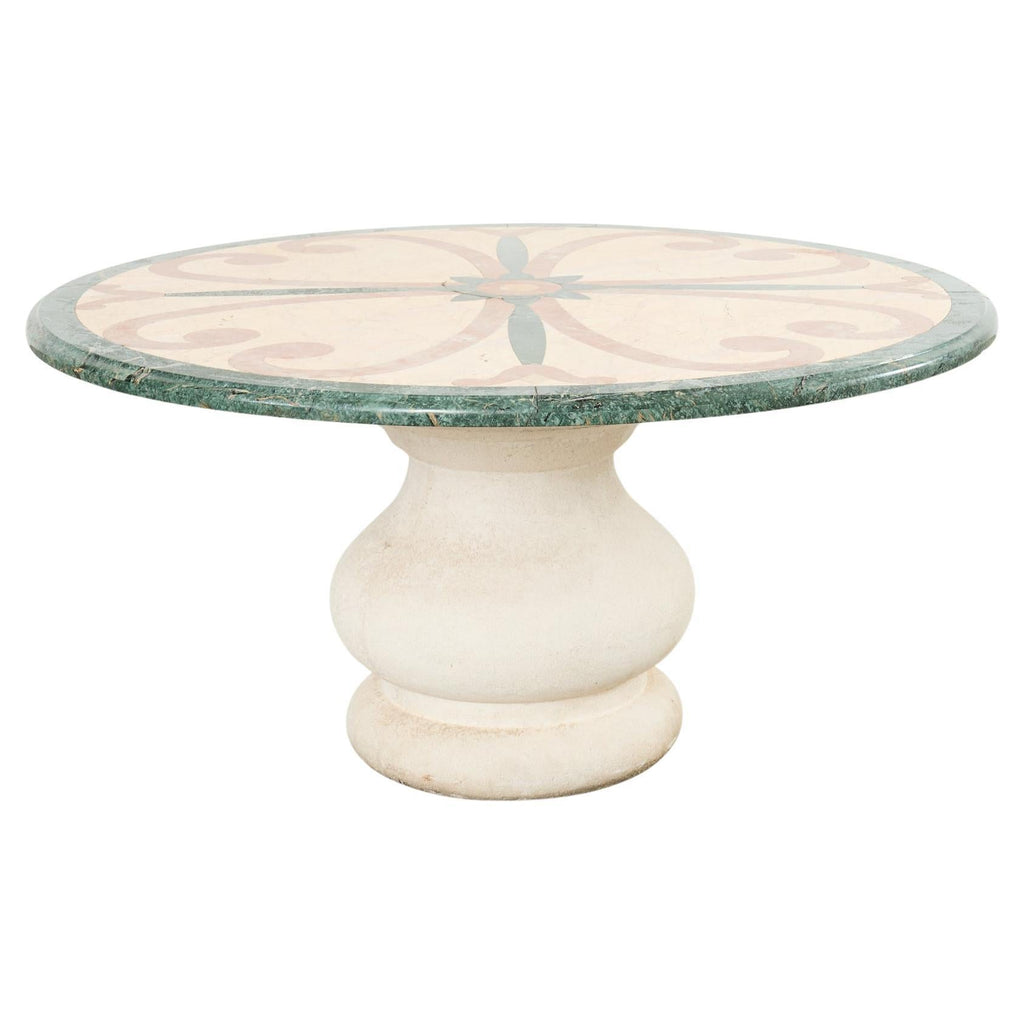 Neoclassical Style Marble and Stone Center Garden Table