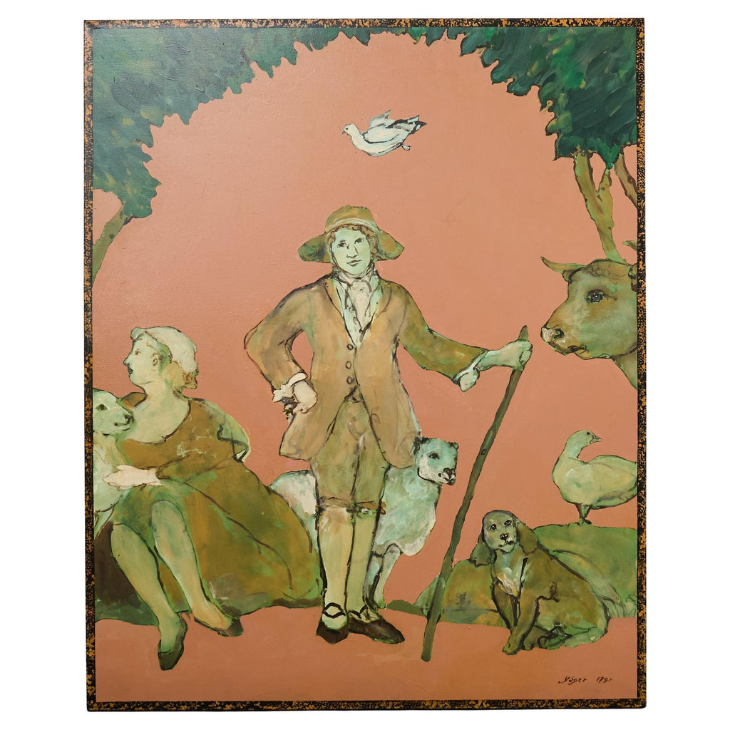 Ira Yeager Country French Farmer with Animals 8 Ft.