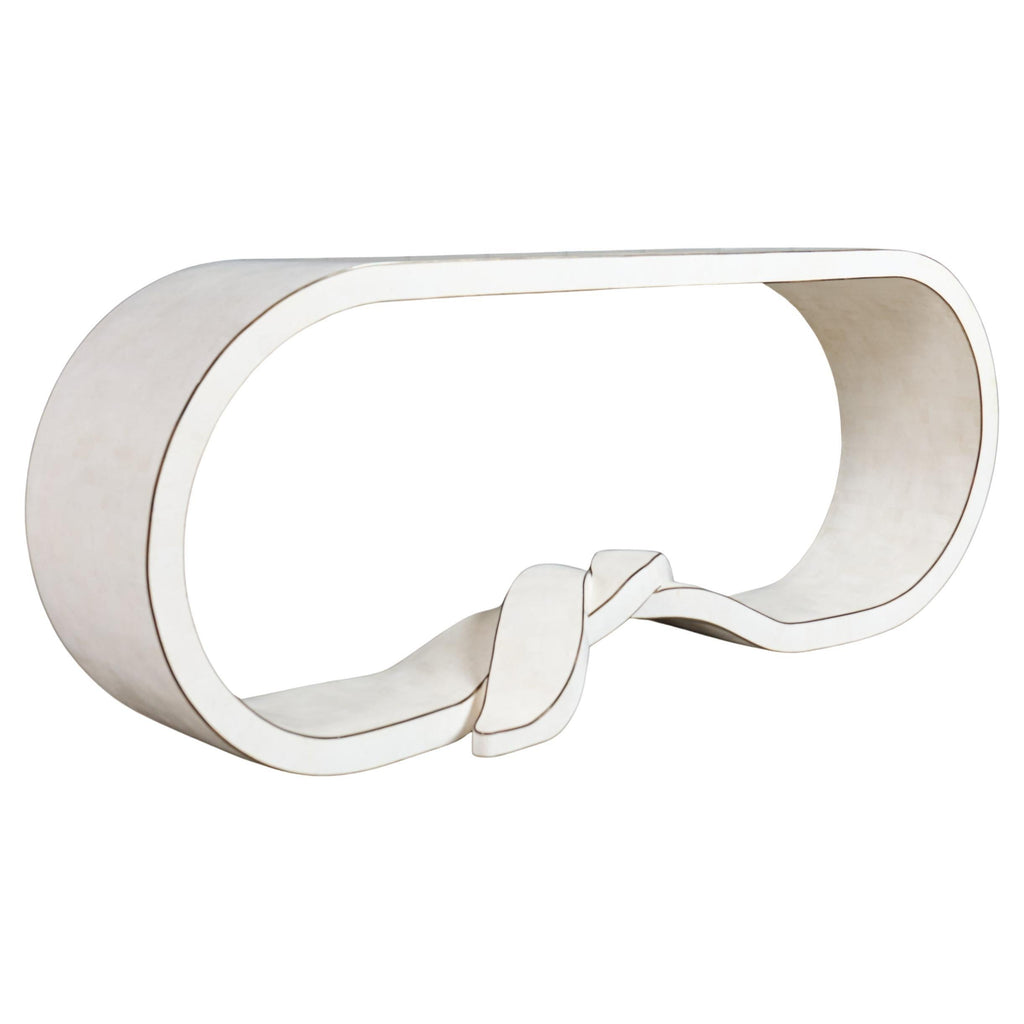 Maitland Smith Tesselated Stone Bronze Ribbon Console Table