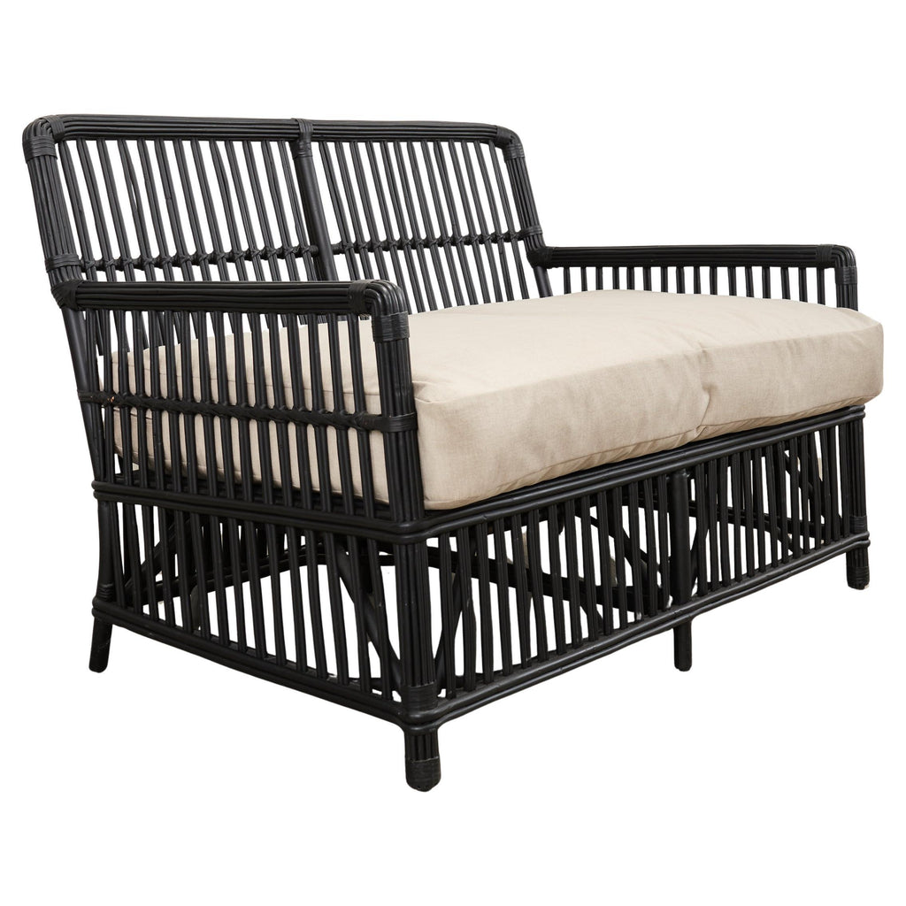 Palecek Art Deco Style Rattan Pencil Reed Settee