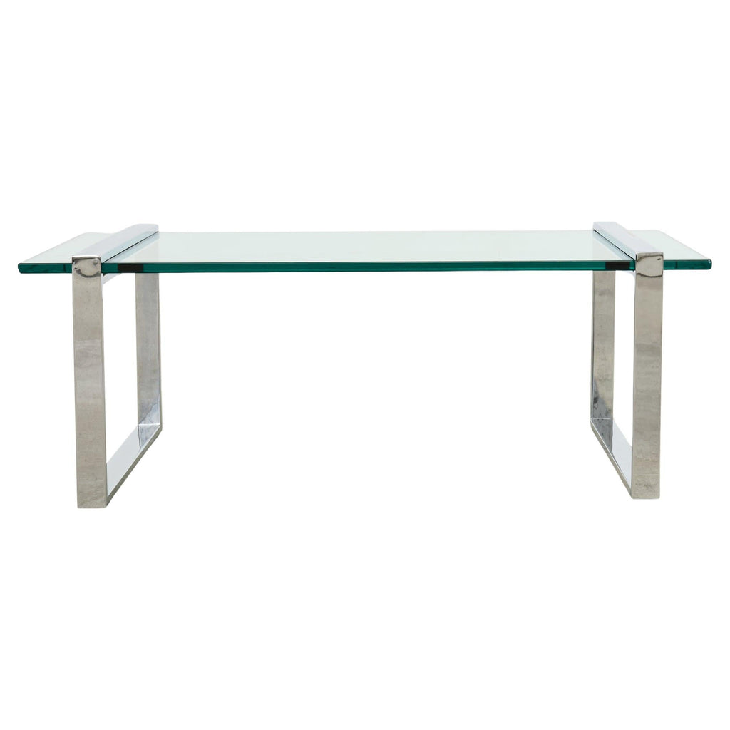 Charles Hollis Jones Chrome Glass "Box" Coffee Table