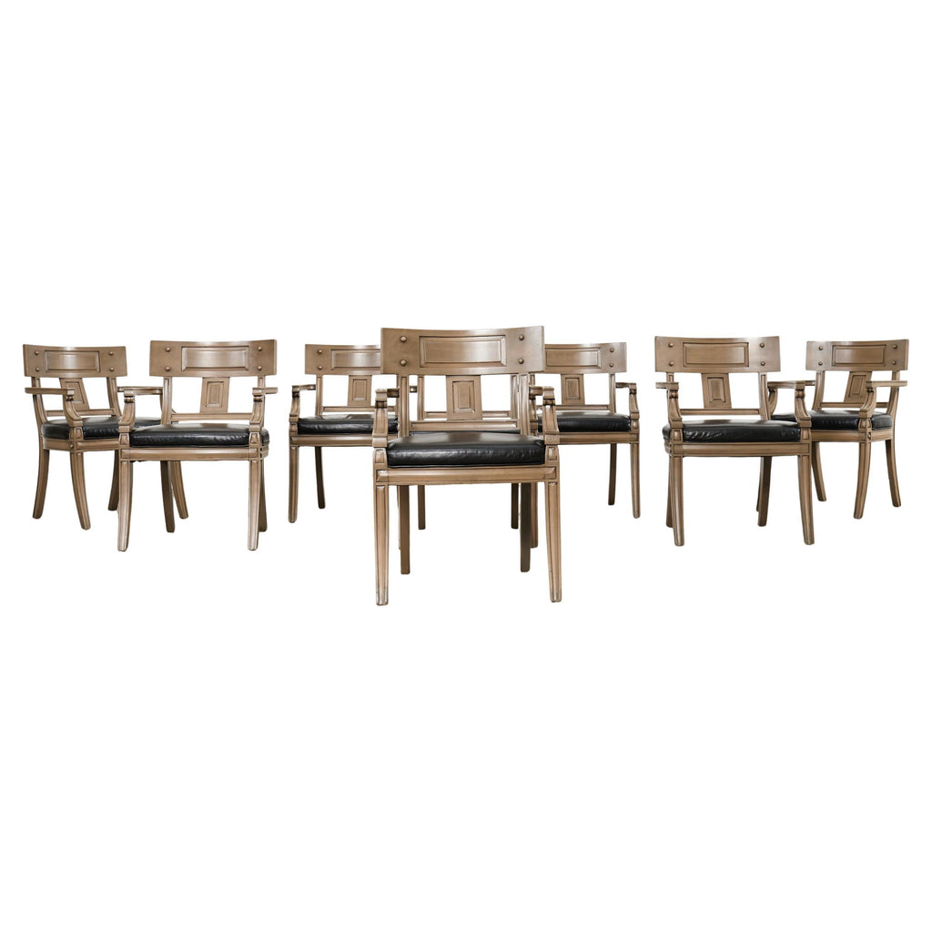 Set of Eight Michael Taylor Style Klismos Dining Armchairs