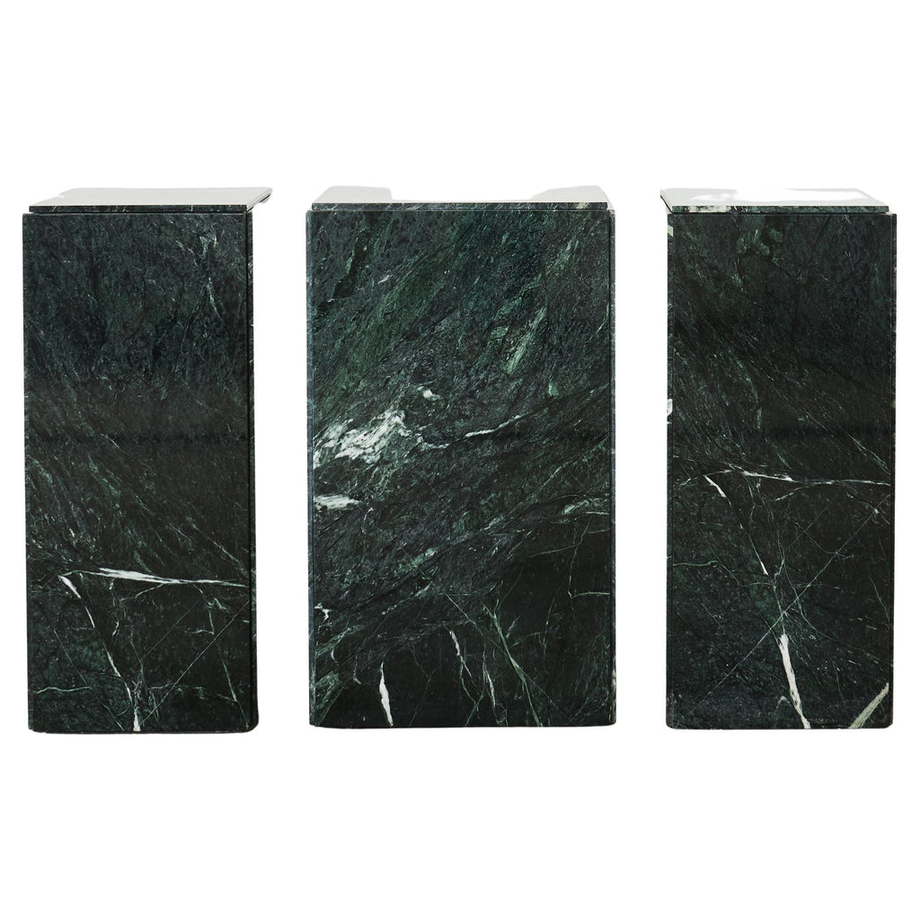 Trio of Italian Verdi Alpi Marble Pedestal Stands 41"h