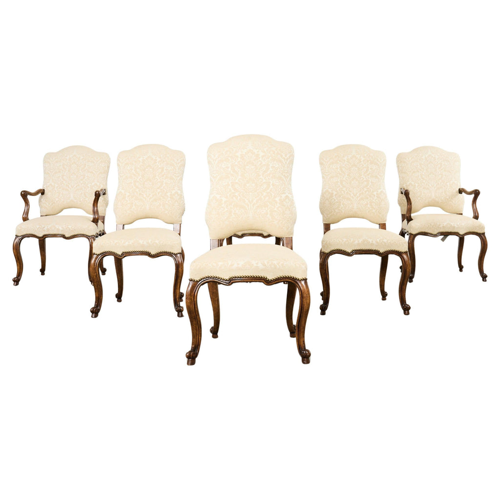 Set Six Minton-Spidell Regence Walnut Dining Chairs