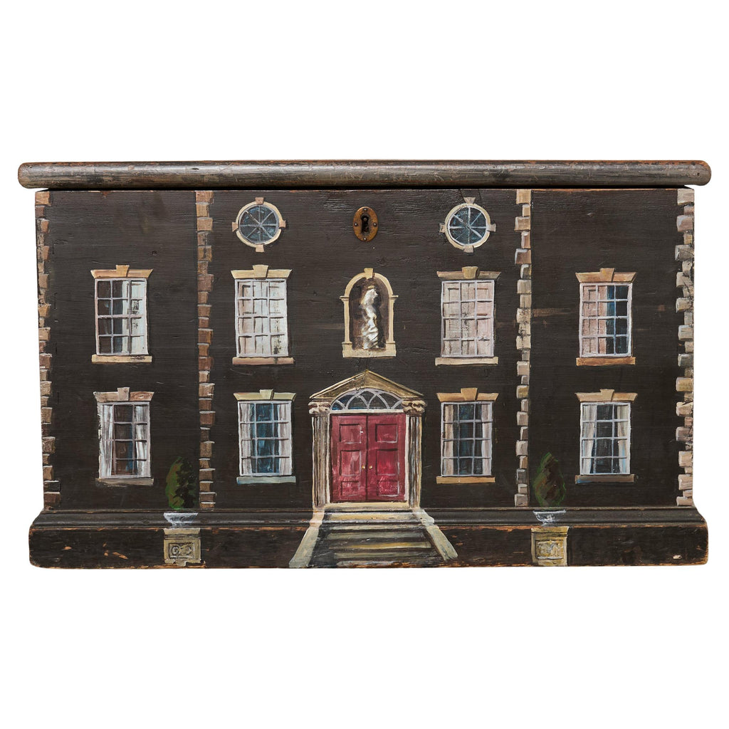19th Century Country English Chest with House Facade