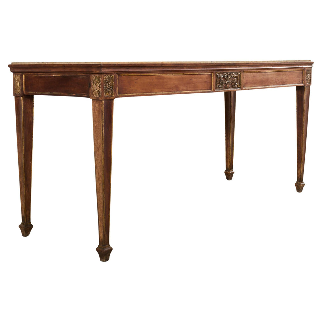 Grand French Neoclassical Marble Top Library or Console Table