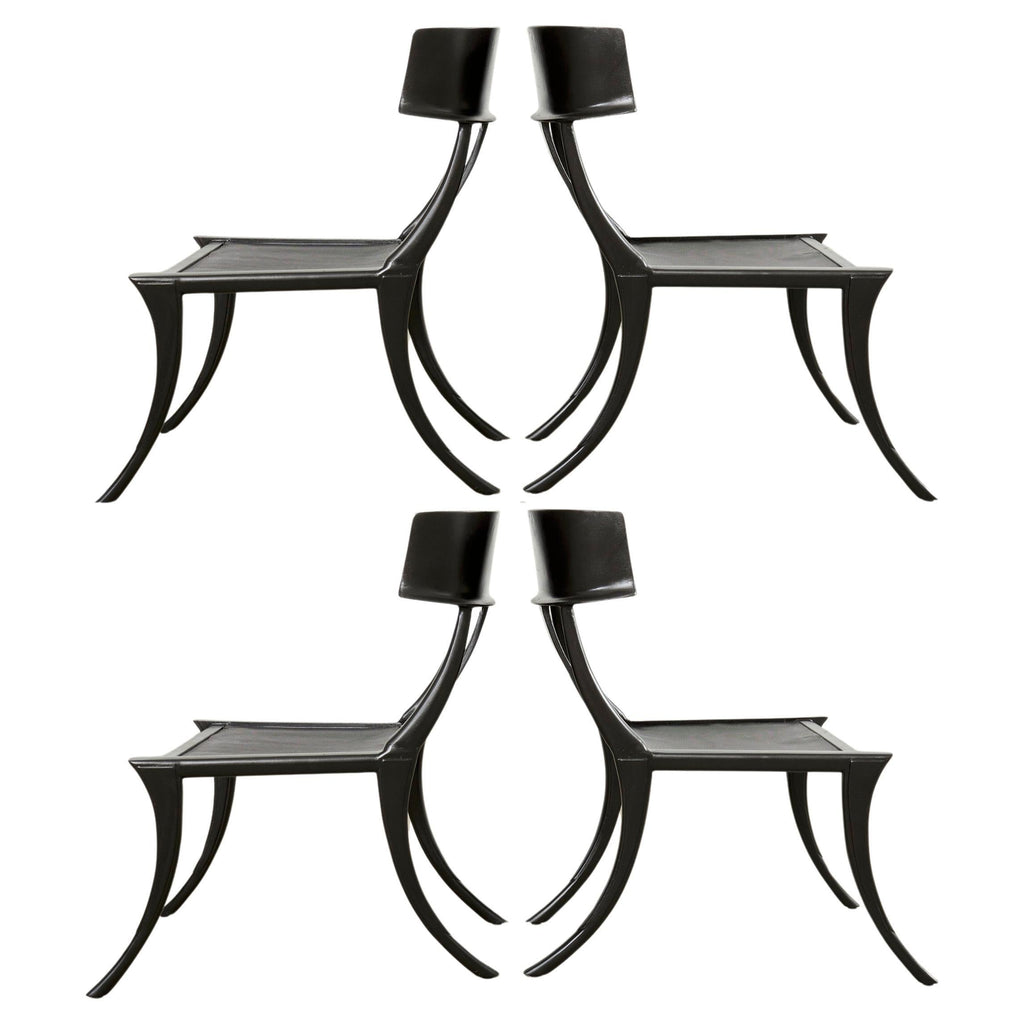 Set Four Michael Taylor Metal Klismos Garden Chairs