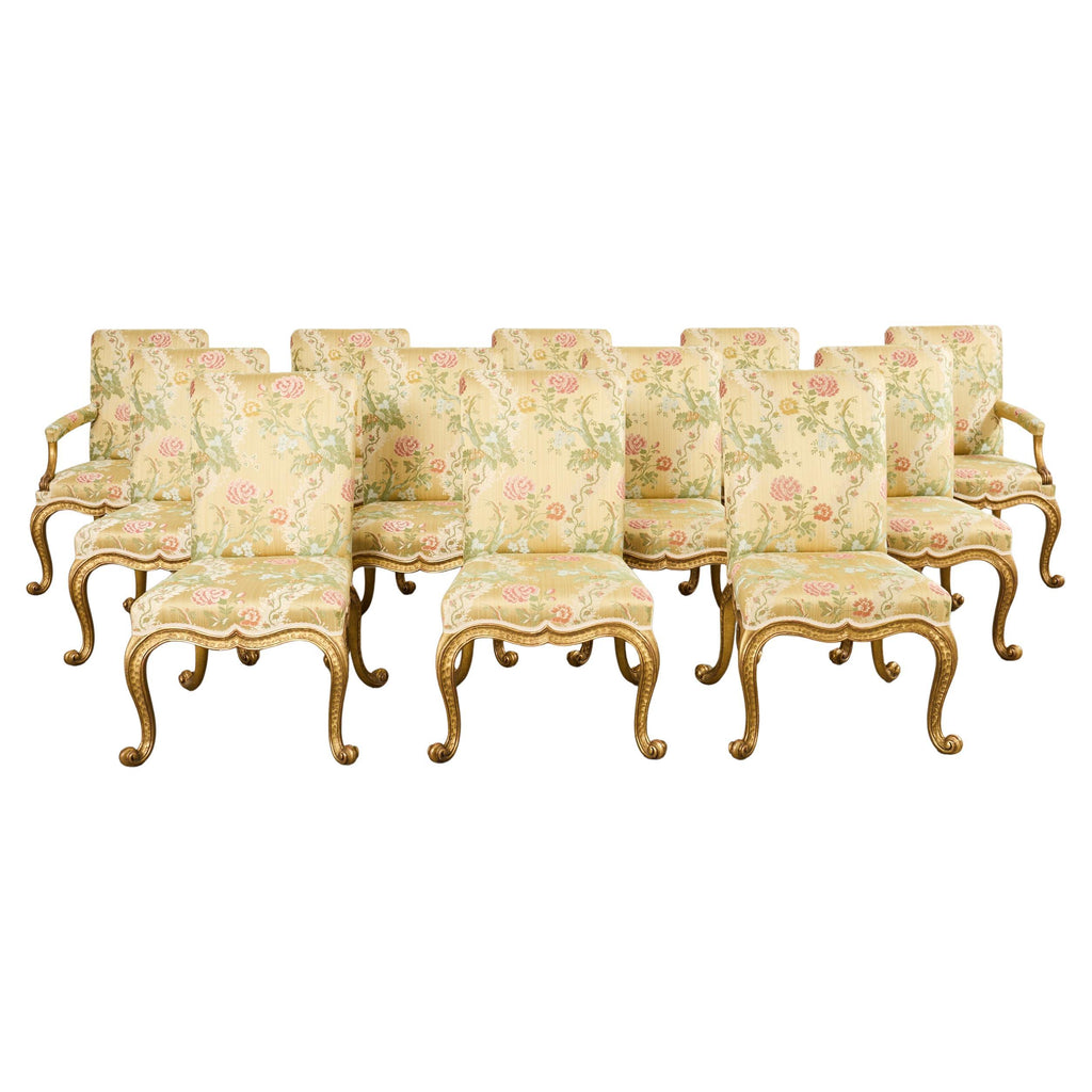 Set of Twelve Rose Tarlow Gold Leaf Kent Dining Chairs