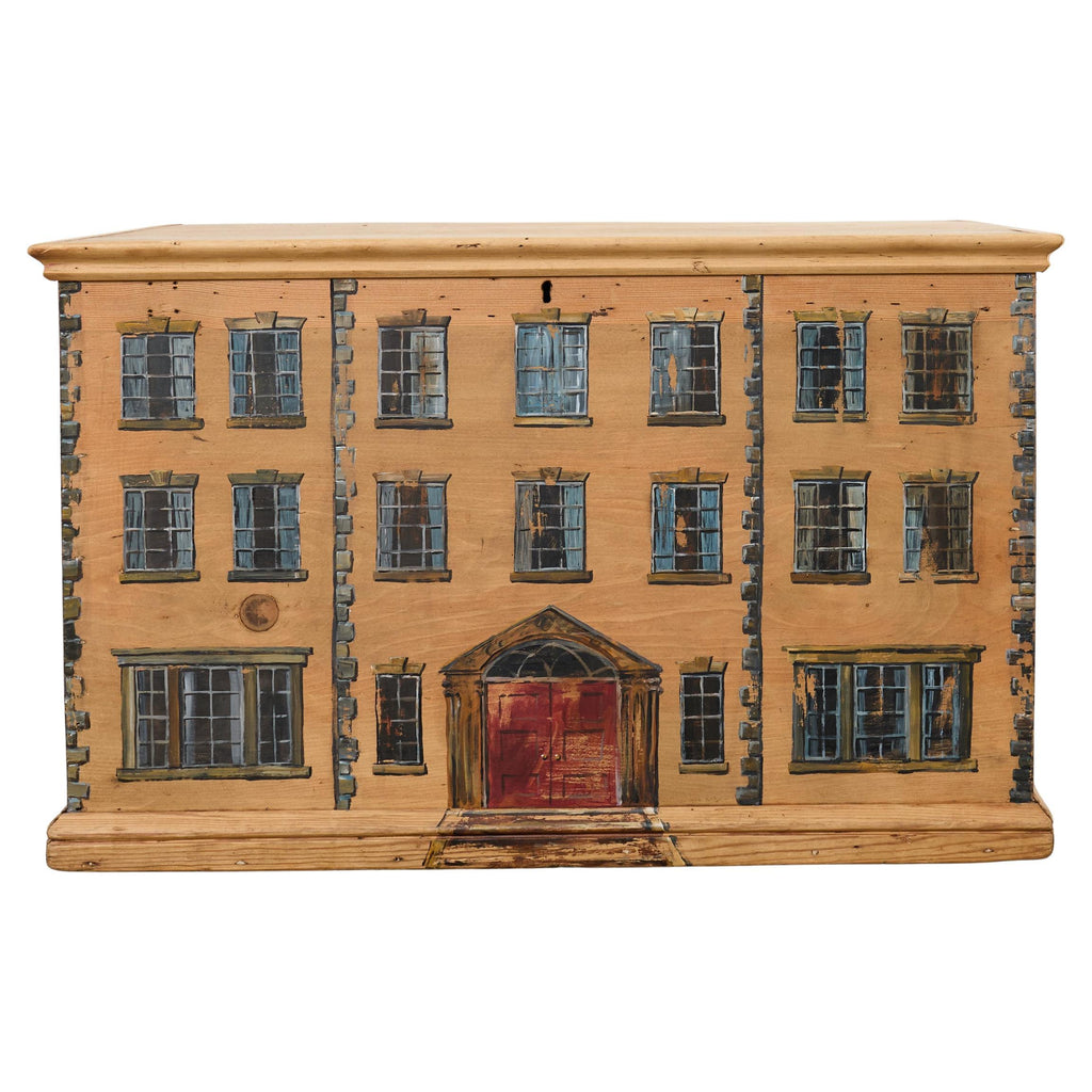 Country English Painted Pine Trunk with Georgian House Facade