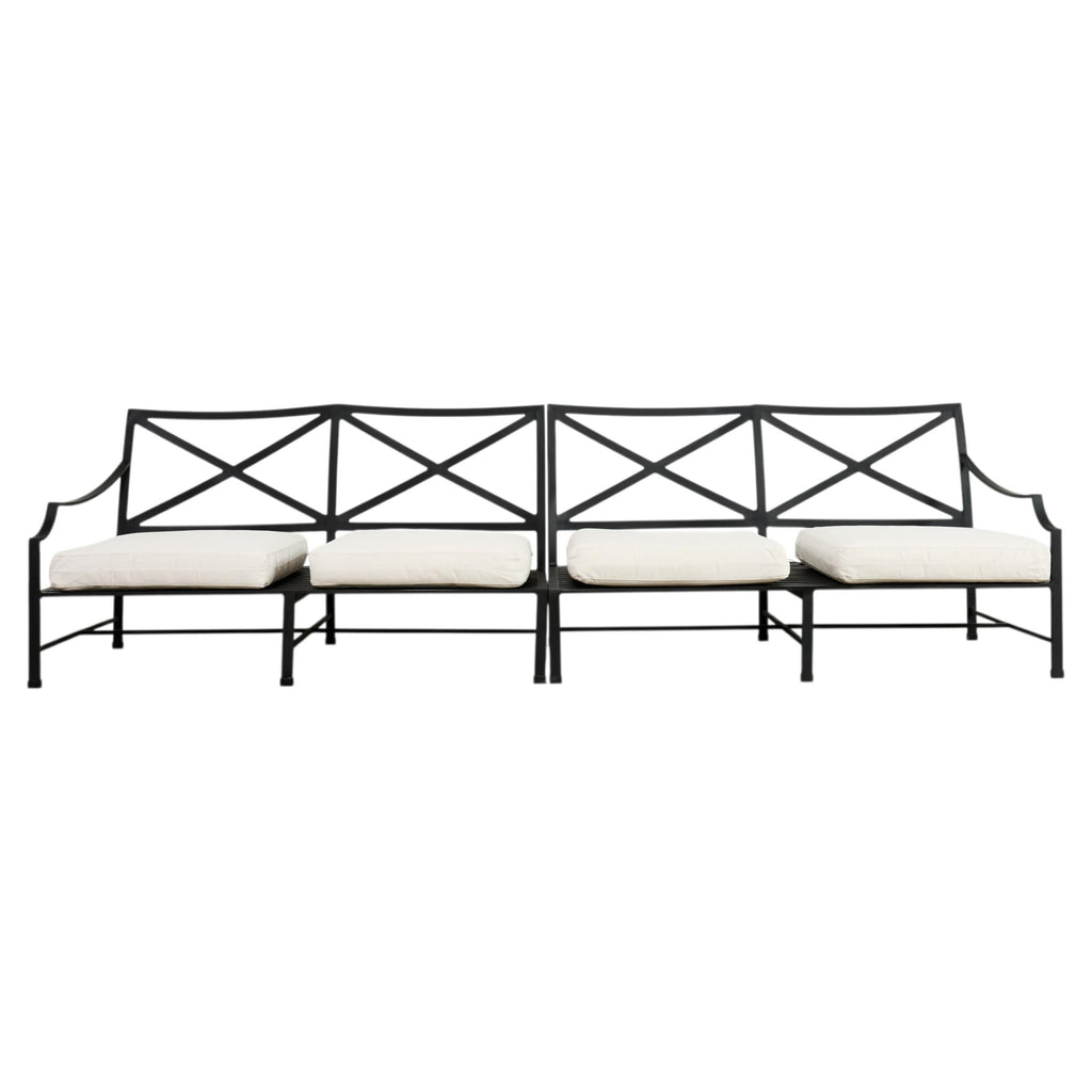 Restoration Hardware Two Piece Carmel Aluminum Garden Sofa 9.5 Ft