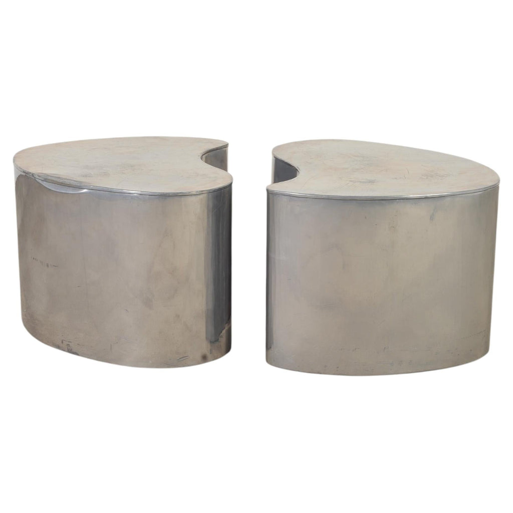 Pair of Mid-Century Chrome Biomorphic Kidney-Form Drinks Tables