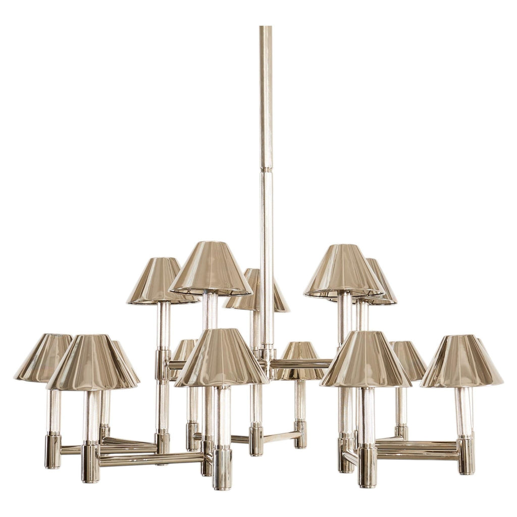 Ralph Lauren "Barrett Large Knurled Chandelier" Polished Nickel