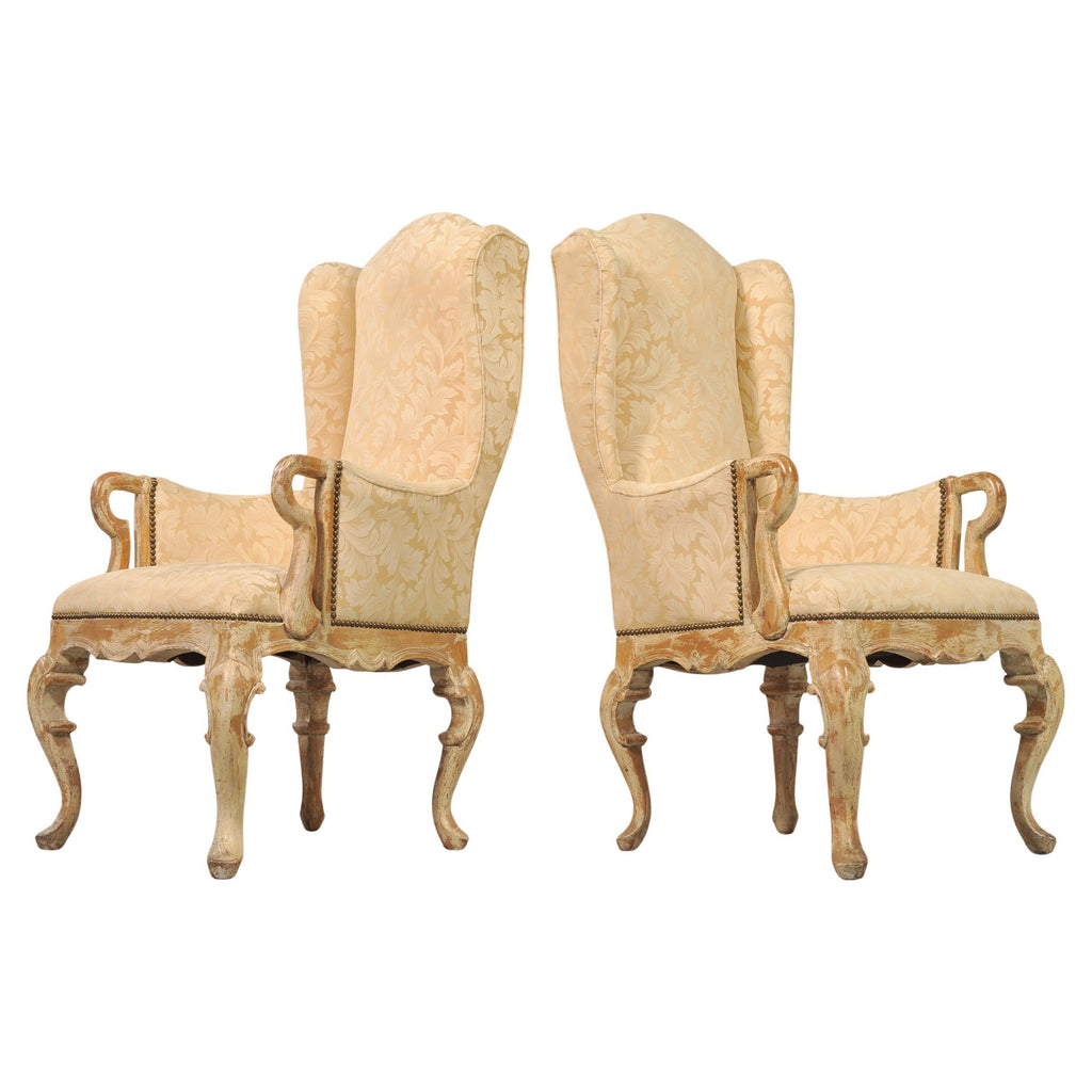 Pair of Country French Provincial Wingback Bergère Armchairs