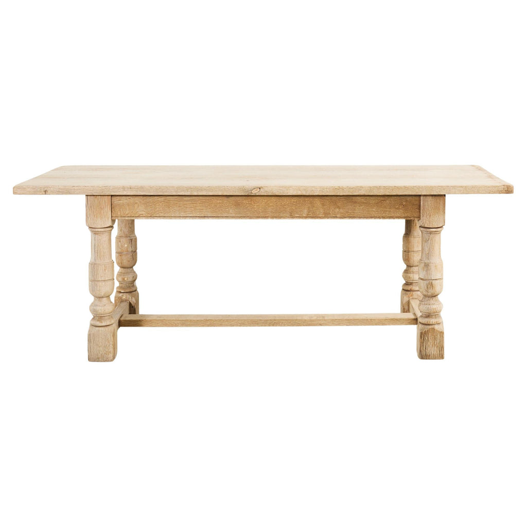 20th Century Country French Bleached Oak Trestle Dining Table
