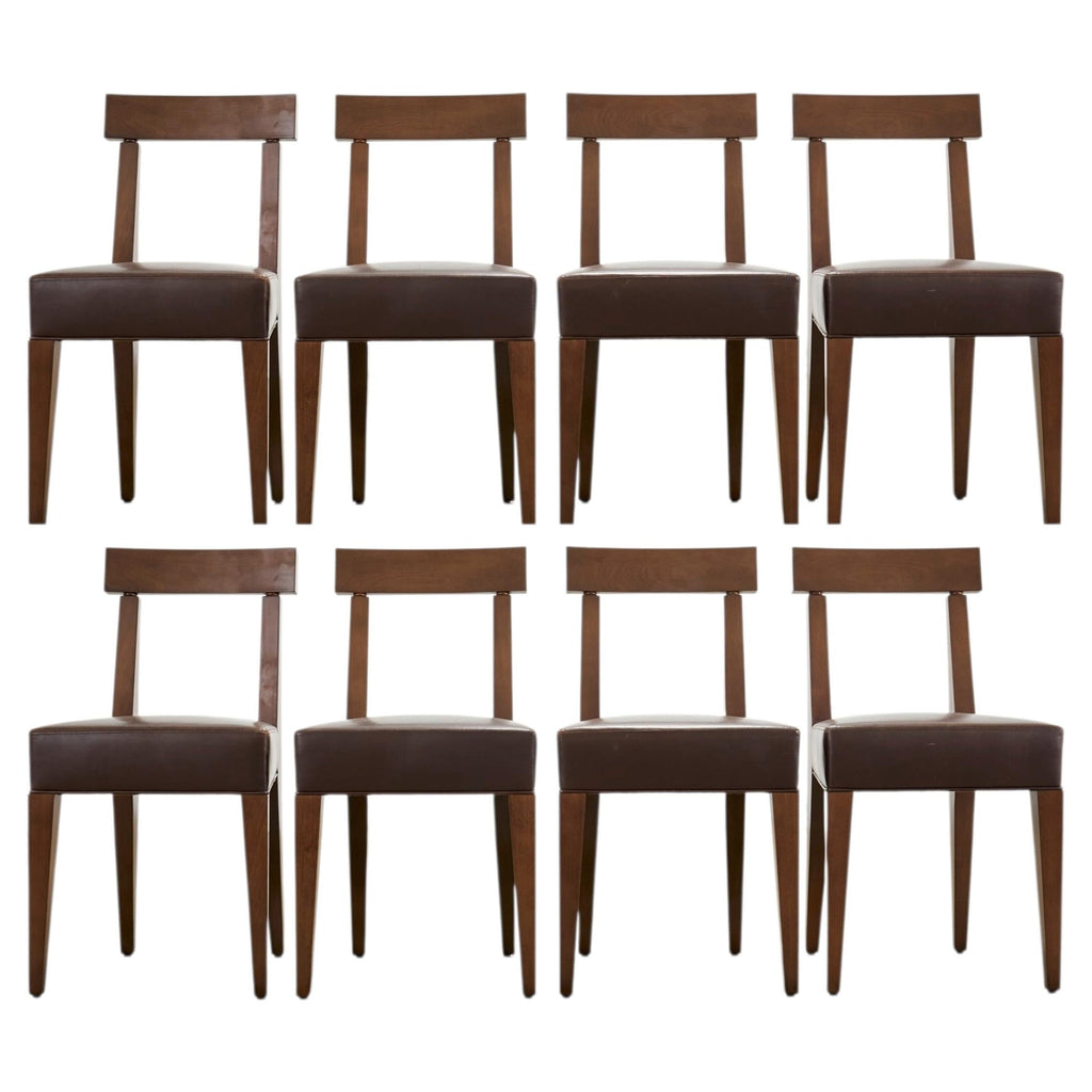 Set of Eight Italian Promemoria Attributed Leather Dining Chairs