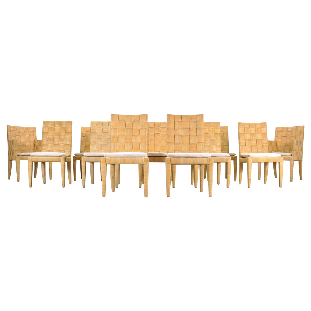 Set of Twelve John Hutton Donghia Block Island Cane Dining Chairs