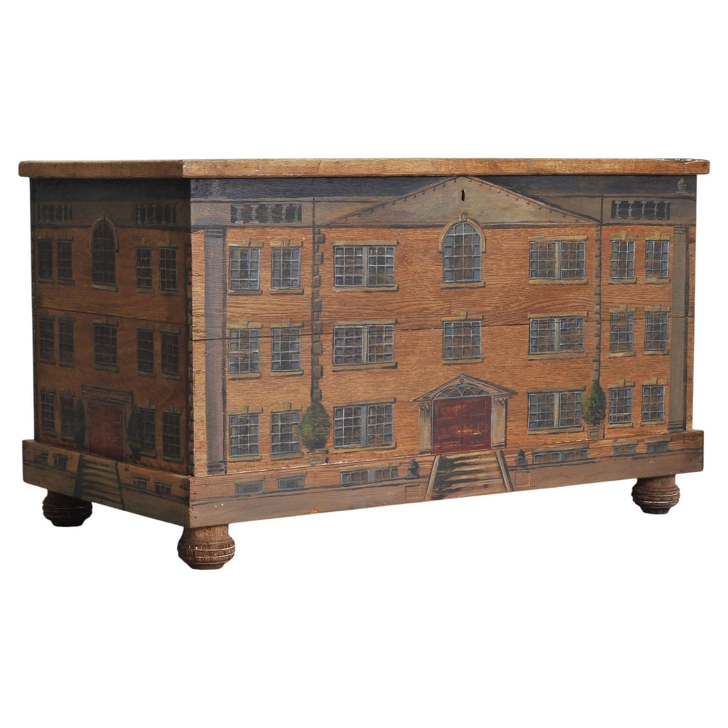19th C. Country English Painted Georgian House Blanket Chest