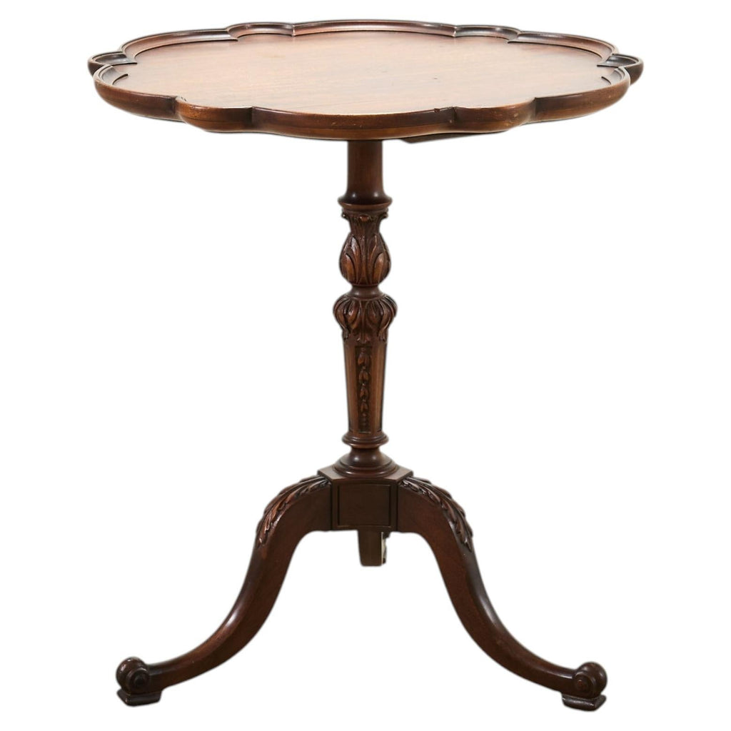 Georgian Style Carved Mahogany Pie Crust Tripod Drinks Table