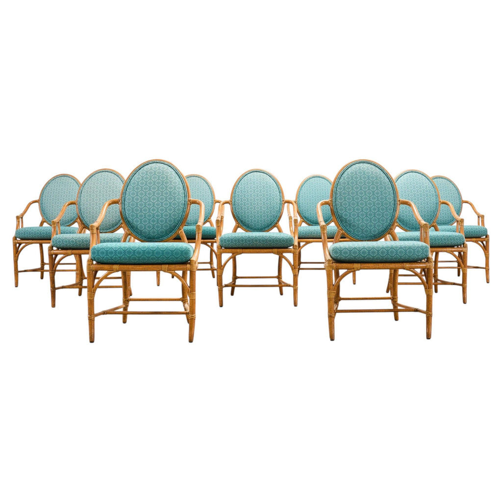 Set of Ten McGuire Organic Modern Rattan Cane Dining Chairs