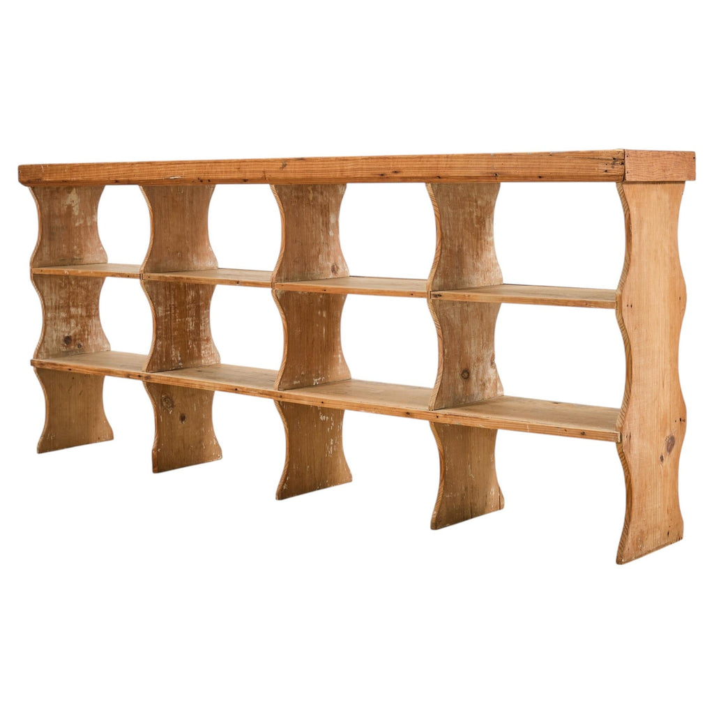 19th C. French Country Pine Farmhouse Cupboard Shelf Étagère 7 Ft