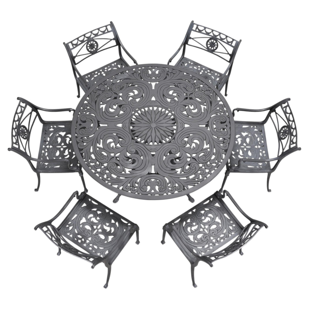Kenneth Lynch Style Star and Dolphin Garden Table and Six Chairs