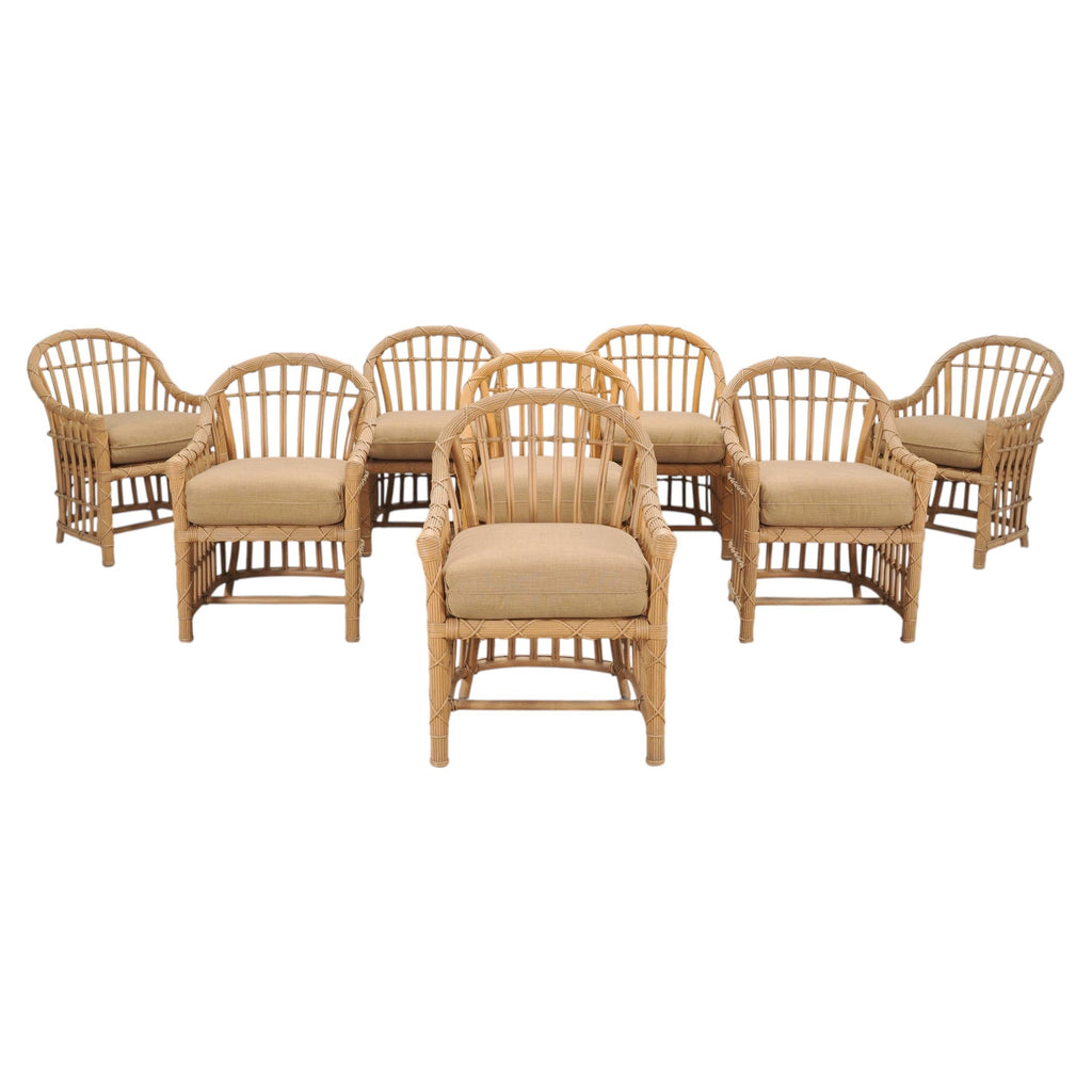 Set of Eight Danny Ho Fong Rattan Garden Dining Armchairs