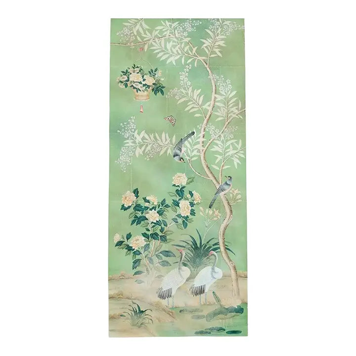 Gracie Hand Painted Wallpaper Panel Chinoiserie Gated Garden