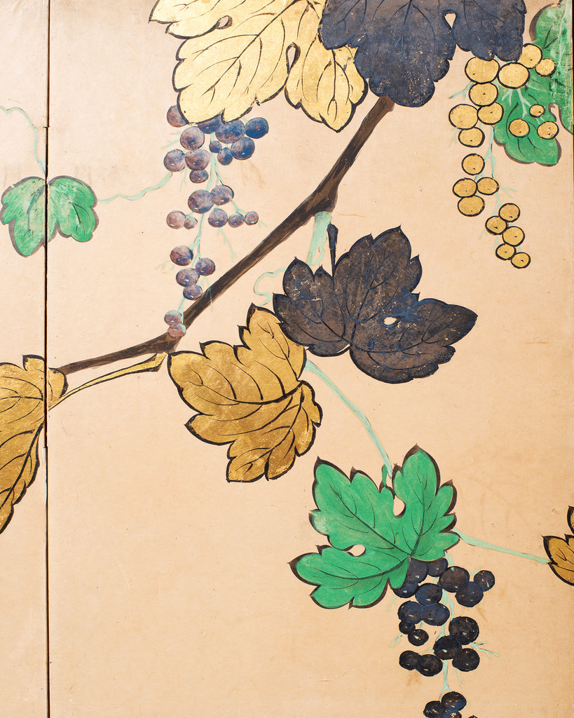 Japanese Harimaze Six Panel Screen Applied Edo Tanzaku Poems