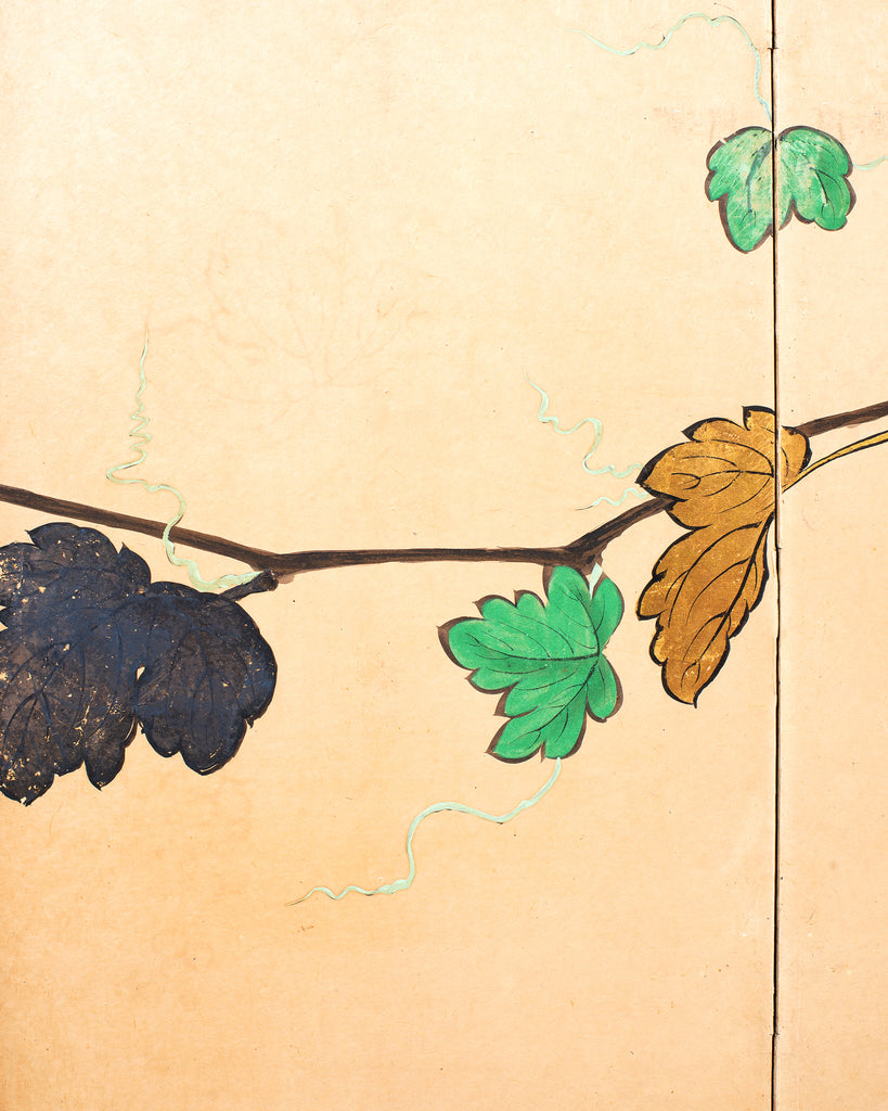 Japanese Harimaze Six Panel Screen Applied Edo Tanzaku Poems
