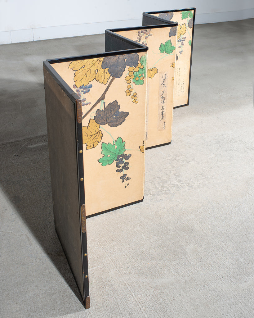 Japanese Harimaze Six Panel Screen Applied Edo Tanzaku Poems