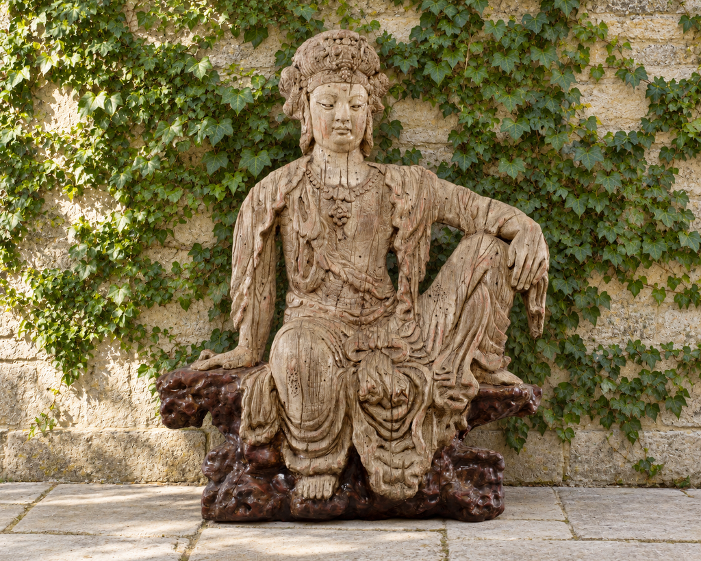 Chinese Qing Style Sculpture Figure of Bodhisattva Guanyin