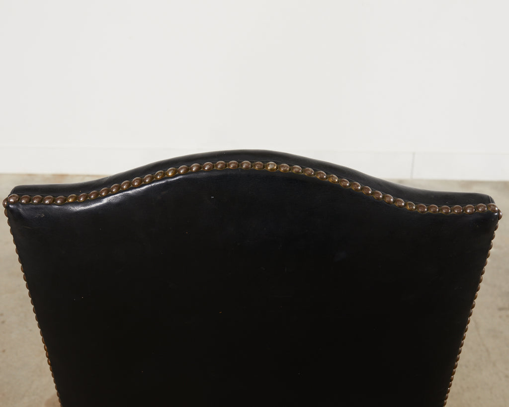 19th Century Georgian Style Mahogany Leather Hall Chair