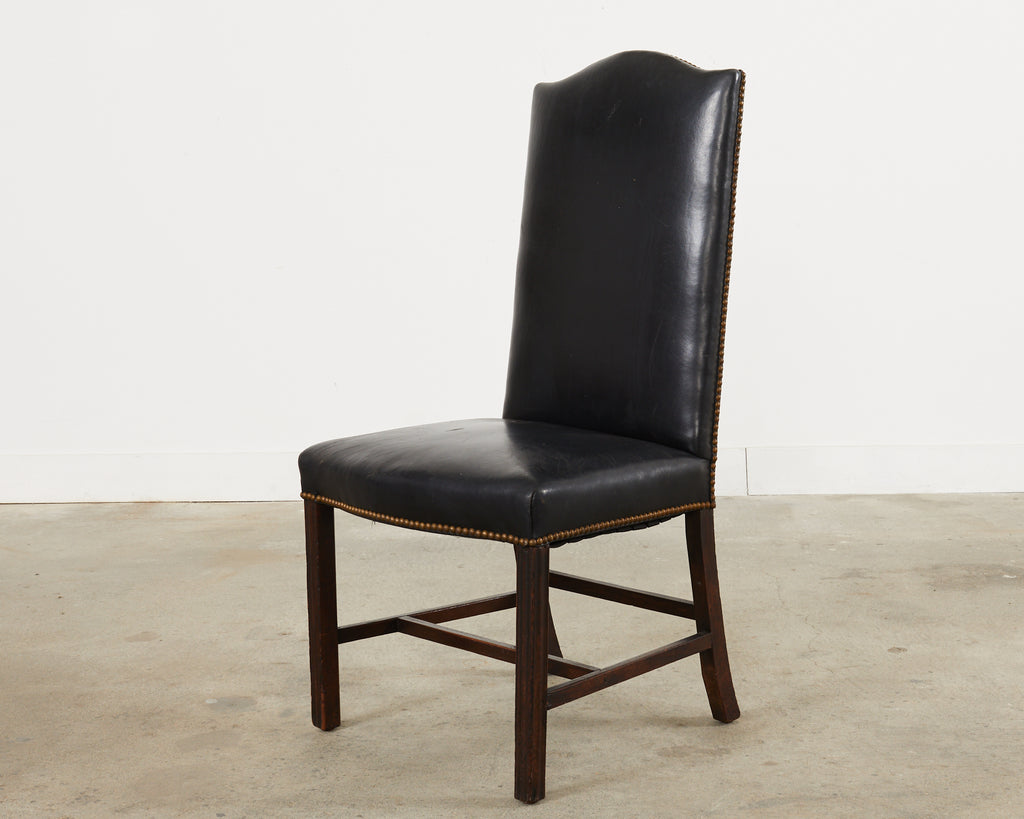 19th Century Georgian Style Mahogany Leather Hall Chair