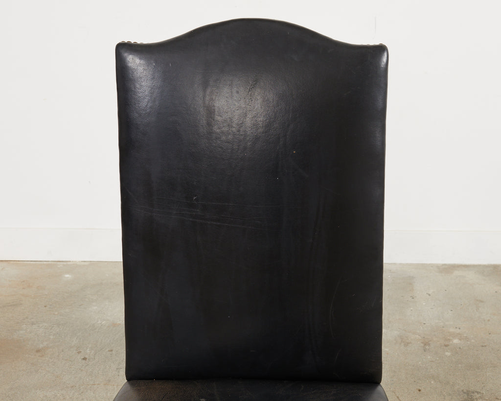 19th Century Georgian Style Mahogany Leather Hall Chair