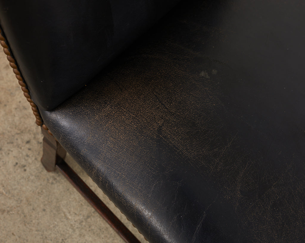 19th Century Georgian Style Mahogany Leather Hall Chair