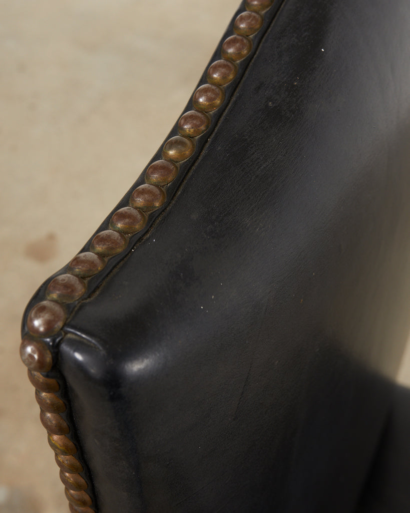 19th Century Georgian Style Mahogany Leather Hall Chair