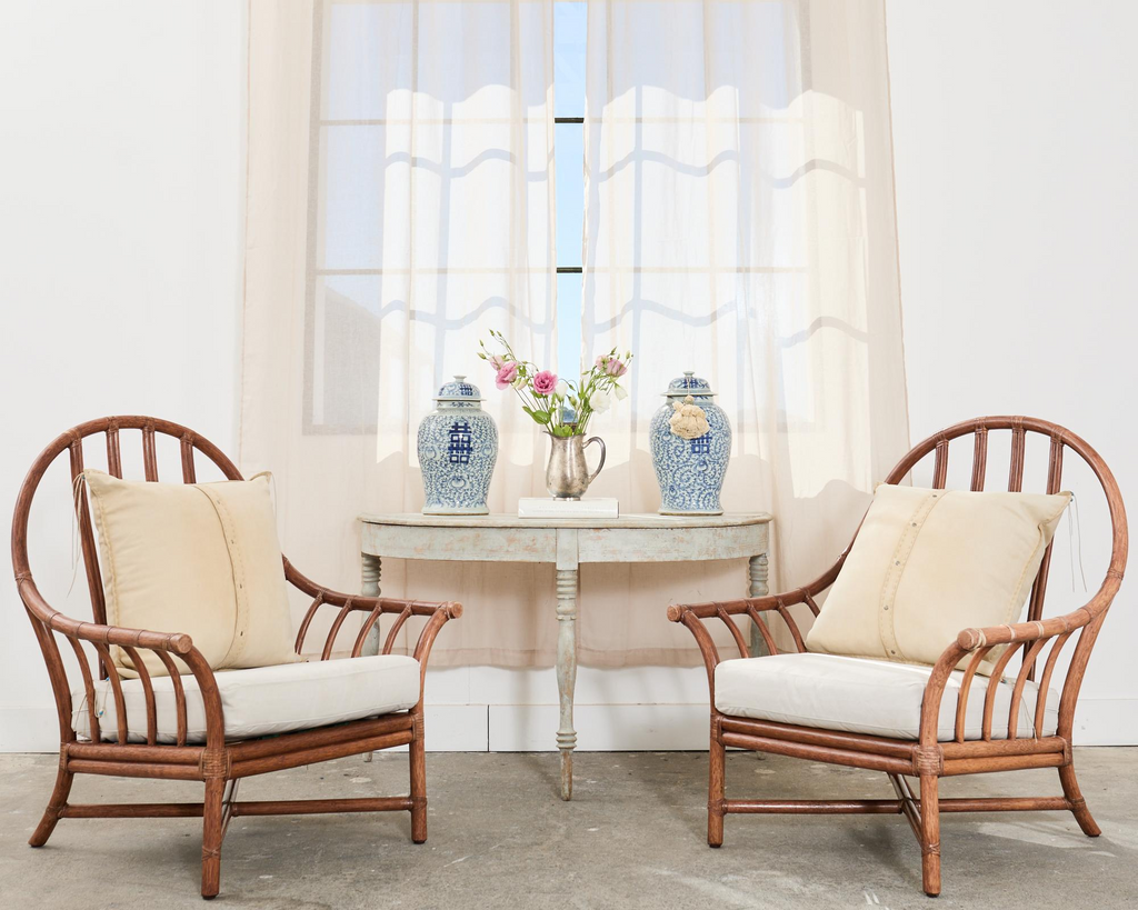 Pair of Swedish Gustavian Style Painted Pine Demilune Consoles