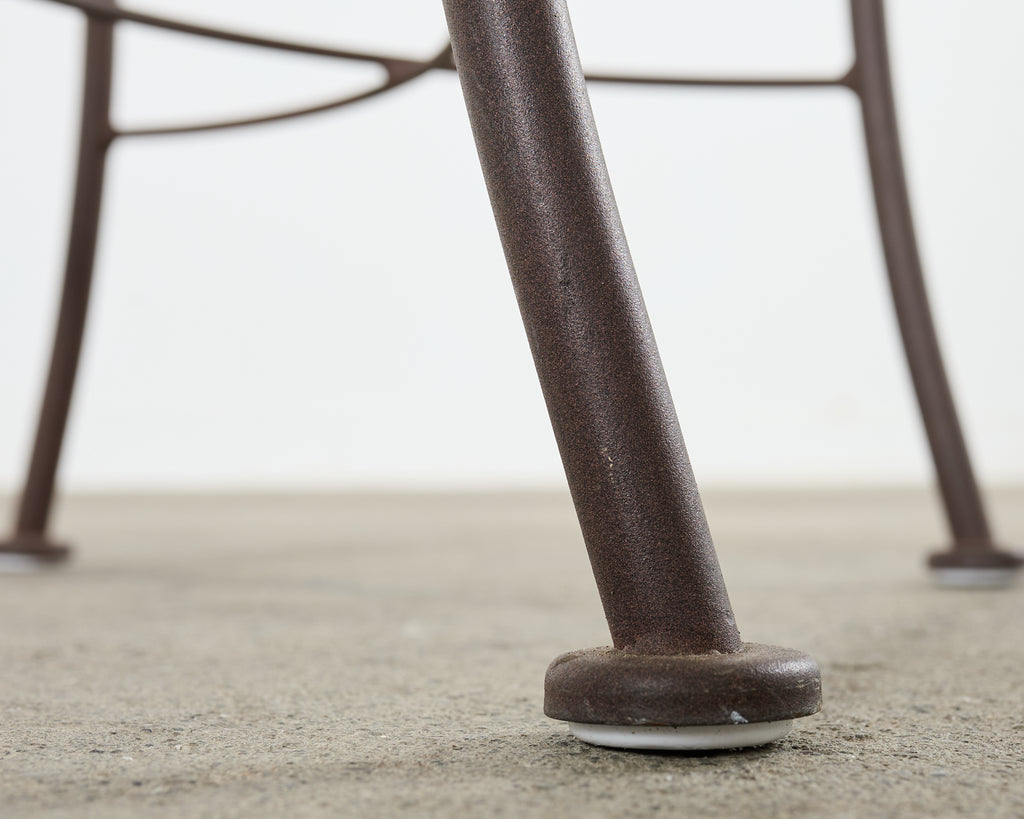 Set of Three Neoclassical Style Aluminum Lattice Seat Barstools