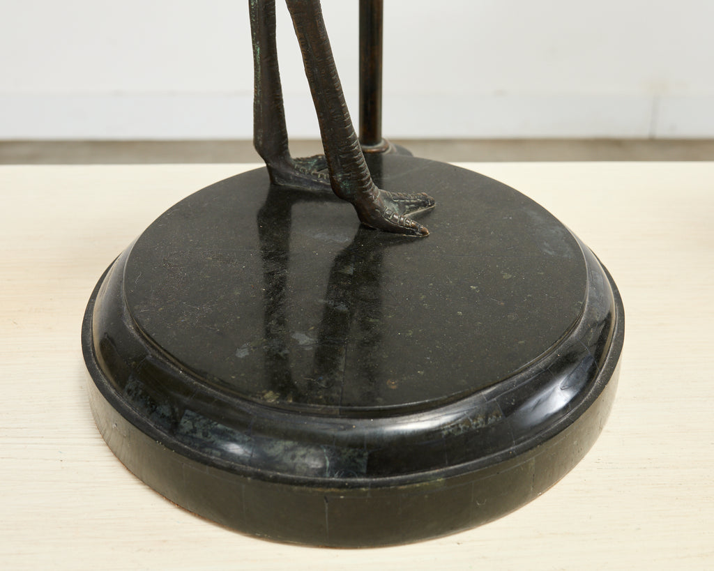 Pair of Maitland-Smith Bronze Monkey Ostrich Table Lamps