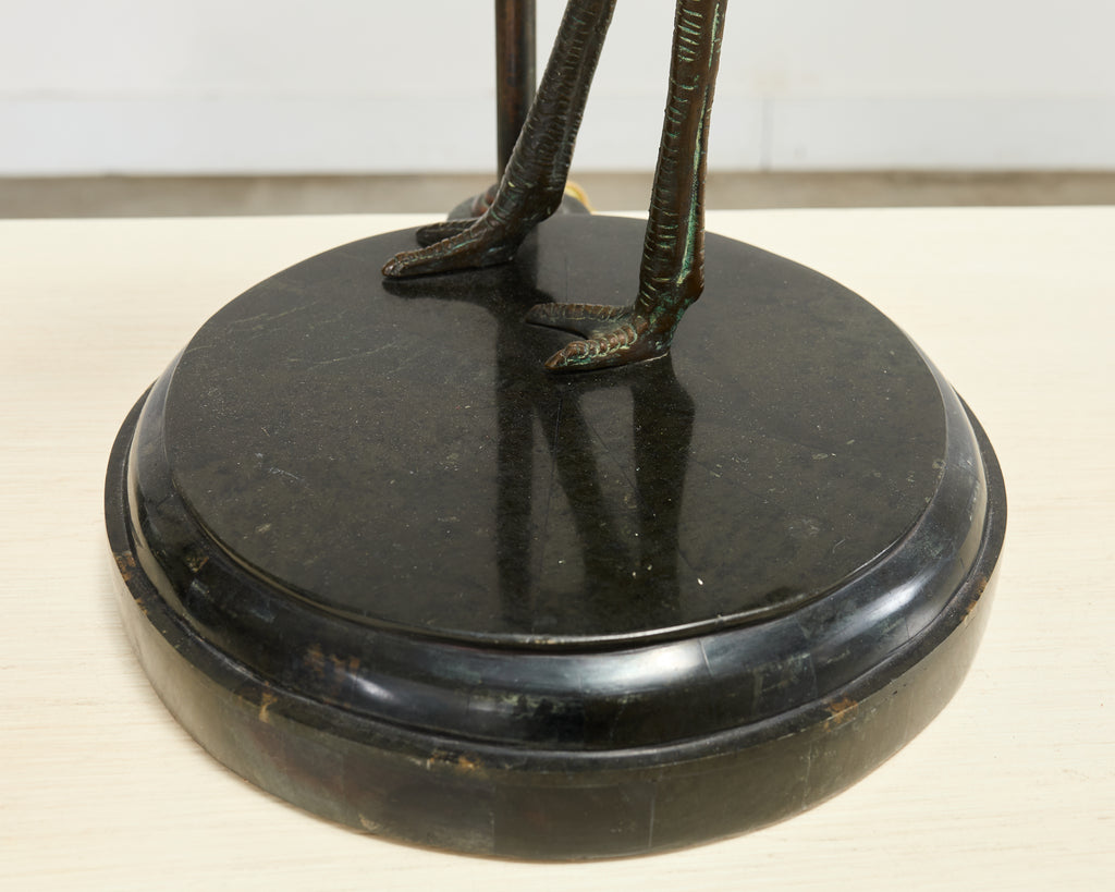 Pair of Maitland-Smith Bronze Monkey Ostrich Table Lamps