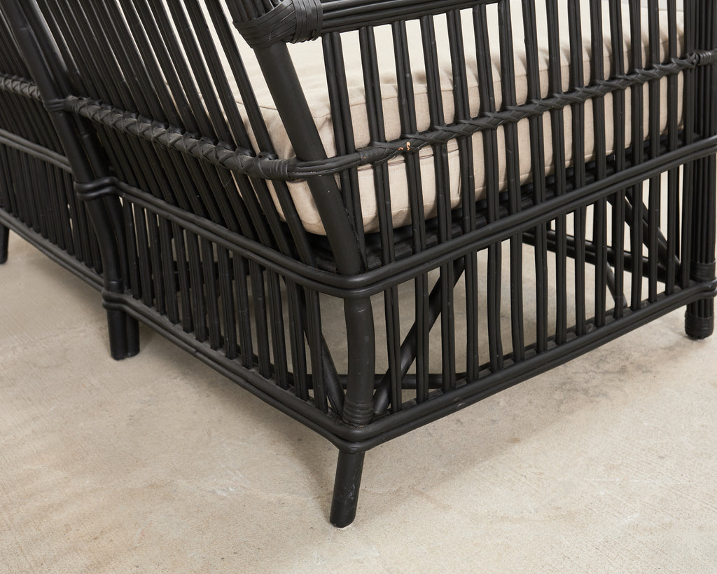 Palecek Art Deco Style Rattan Pencil Reed Settee